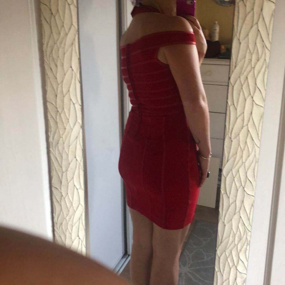 Red Ribbed Dress - Picture 2 of 4